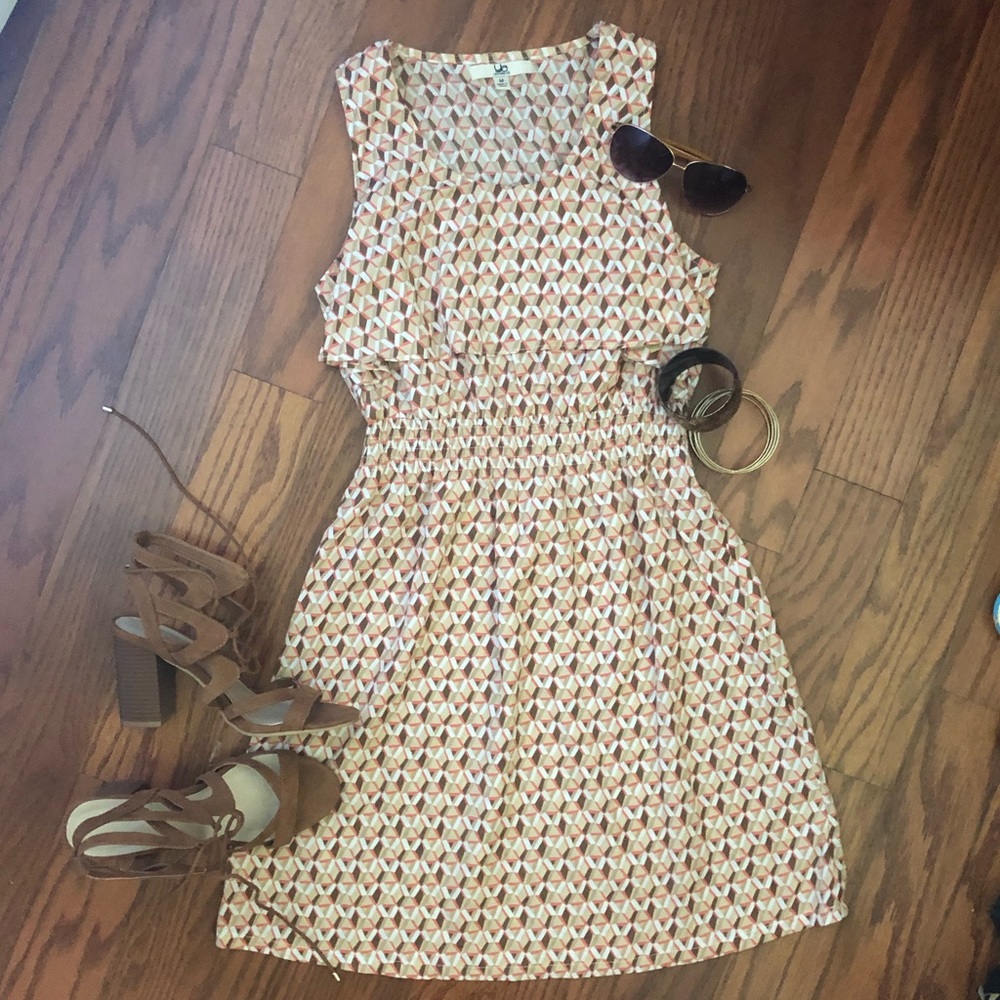 Tan and orange pattern dress